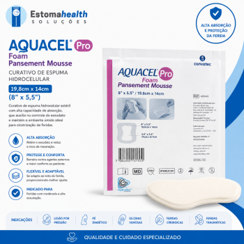 imagem Aquacel Foam Pro Convatec 19,8x14cm – Curativo de Espuma Hidrocelular com Alta Absorção