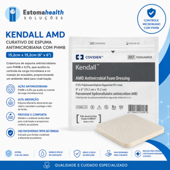 imagem Kendall AMD Curativo de Espuma Antimicrobiana com PHMB 15,2x15,2cm – Alta Absorção e Controle Microbiano