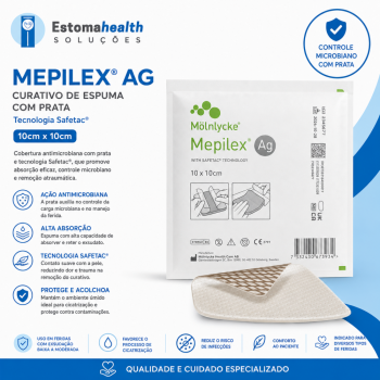 imagem Mepilex Ag Curativo de Espuma com Prata 10x10cm – Controle Microbiano e Alta Absorção
