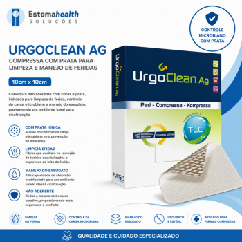 imagem UrgoClean AG Curativo com Prata 10x10cm – Limpeza da Ferida e Controle Microbiano