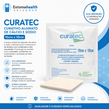 imagem Curatec Curativo Alginato de Cálcio e Sódio 10x10cm – Alta Absorção e Controle de Exsudato