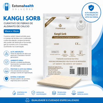 imagem Kangli Sorb Curativo de Fibras de Alginato de Cálcio 10x10cm – Alta Absorção e Controle de Exsudato