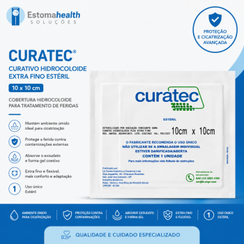 imagem Curatec Curativo Hidrocoloide Extra Fino Estéril 10x10cm – Proteção e Cicatrização Avançada